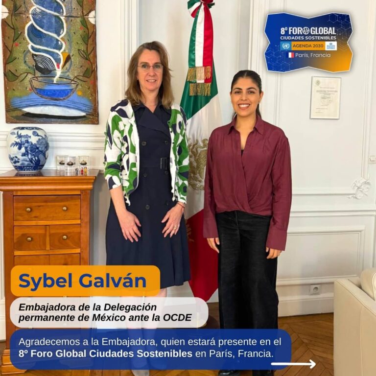Embajadora de la Delegación permanente de México ante la OCDE, Sybel Galván, presente en el 8º Foro Global Ciudades Sostenibles en París, Francia